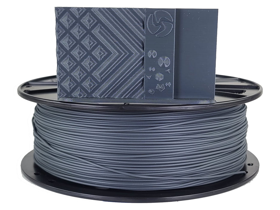 3D-Fuel PLA Charcoal Gray Horizontal Spool with Print Sample 1.75mm